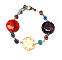 Load image into Gallery viewer, Muranoglas Glasperlen Perlen Armband Damen 18-20 cm Blumen bunt rund nickelfrei - chic-net.de
