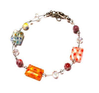Load image into Gallery viewer, Muranoglas Glasperlen Perlen Armband weiß gelb rot blau Blumen 18-20 cm nickelfrei - chic-net.de
