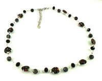 Cargar imagen en el visor de la galería, Muranoglas Glasperlen schwarz bunt Glitzer Herz Perlen Kette Damen Schmuck 42-50 cm nickelfrei - chic-net.de
