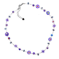 Cargar imagen en el visor de la galería, Muranoglas Glitzer Glasperlen blau bunt Perlen Scheiben Kette Damen Schmuck 42-50 cm verstellbar - chic-net.de
