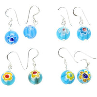 Load image into Gallery viewer, Muranoglas Kugel 12 mm Ohrringe hellblau Blume Glas individuell Silber 925er Sterling - chic-net.de
