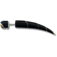 Load image into Gallery viewer, Muschel Fake Piercing Spike schwarz-weiß spiralig Edelstahl Ohrstecker Ohrring Tribal Organic - chic-net.de
