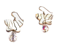 Load image into Gallery viewer, Muschel Perlmutt Glaskristall Silberohrringe Ohrringe Ohrhänger 925er Silber Damen Glitzer Schmuck Schmetterling Zebra - chic-net.de
