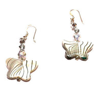 Load image into Gallery viewer, Muschel Perlmutt Glaskristall Silberohrringe Ohrringe Ohrhänger 925er Silber Damen Glitzer Schmuck Zebra Schmetterling - chic-net.de
