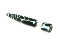 Load image into Gallery viewer, Muster wellig schwarz weiß Fake Piercing Expander Dehnungsstab Straight Dehnstab - chic-net.de
