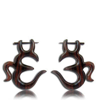 Load image into Gallery viewer, Narra Holz Pin Ohrringe Creolen Om handgeschnitzt braun 40 mm - chic-net.de
