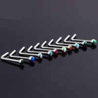 Load image into Gallery viewer, Nasen Stecker Piercing Pin Opal L-Form Chirurgenstahl - chic-net.de
