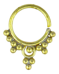Cargar imagen en el visor de la galería, Nasenringe Kreis Punkte Dreiecke Messing Septum Piercing antik goldfarben nickelfrei Tribal Nase Brass - chic-net.de
