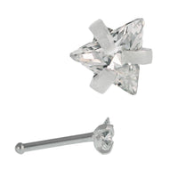 Cargar imagen en el visor de la galería, Nasenstecker silber Edelstahl dreickig weiß Zirkonia - chic-net.de
