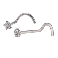Cargar imagen en el visor de la galería, Nostril gebogener Nasenstecker silbern, weißer Glitzerstein Edelstahl - chic-net.de
