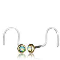 Load image into Gallery viewer, Nostril Piercing Messing Nasenstecker Screw Ende Bioflex 0,8 mm golden Steine - chic-net.de
