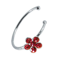 Load image into Gallery viewer, Nostril Piercing Nasenring 925 Sterling Silber Kristall Blume rot Glitzer Kugelenden - chic-net.de
