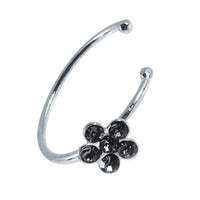 Load image into Gallery viewer, Nostril Piercing Nasenring 925 Sterling Silber Kristall Blume schwarz Glitzer Kugelenden - chic-net.de
