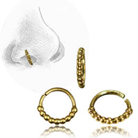 Load image into Gallery viewer, Nostril Piercing Nasenringe Ring Brass antik golden Kugelreihe 1 cm / 0,8 mm - chic-net.de
