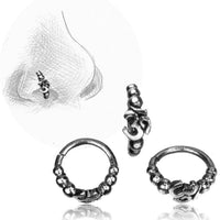 Load image into Gallery viewer, Nostril Piercing Nasenringe Silber Nasenring Kugelmuster 10 mm/0,8 mm - chic-net.de
