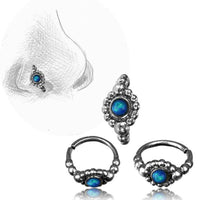 Load image into Gallery viewer, Nostril Piercing Nasenringe Silber Nasenring Kugelmuster 10 mm/0,8 mm - chic-net.de
