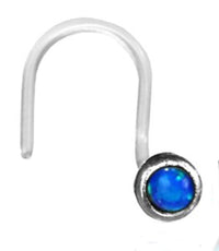 Load image into Gallery viewer, Nostril Piercing Silber Nasenstecker Screw Ende Bioflex 0,8 mm silbern Steine - chic-net.de
