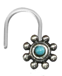 Load image into Gallery viewer, Nostril Piercing Silber Nasenstecker Screw Ende Bioflex 0,8 mm silbern Steine - chic-net.de
