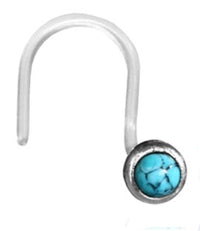 Load image into Gallery viewer, Nostril Piercing Silber Nasenstecker Screw Ende Bioflex 0,8 mm silbern Steine - chic-net.de
