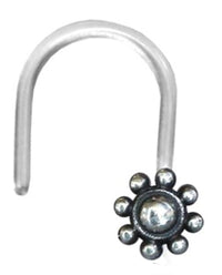 Load image into Gallery viewer, Nostril Piercing Silber Nasenstecker Screw Ende Bioflex 0,8 mm silbern Steine - chic-net.de
