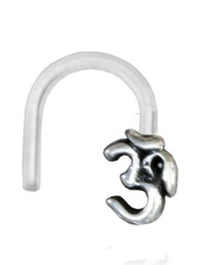 Load image into Gallery viewer, Nostril Piercing Silber Nasenstecker Screw Ende Bioflex 0,8 mm silbern Steine - chic-net.de
