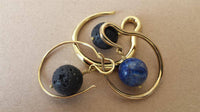 Load image into Gallery viewer, Ohr Piercing Brass gold antik Stein Kugel Lapis Lazuli Bogen 1.2mm 4mm - chic-net.de
