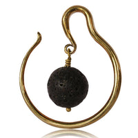 Load image into Gallery viewer, Ohr Piercing Brass gold antik Stein Kugel Lavastein Bogen 1.2mm 4mm 6mm - chic-net.de
