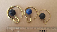 Load image into Gallery viewer, Ohr Piercing Brass gold antik Stein Kugel Lavastein Bogen 1.2mm 4mm 6mm - chic-net.de

