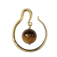 Load image into Gallery viewer, Ohr Piercing Brass gold Stein Kugel Tigerauge Bogen - chic-net.de
