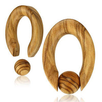 Cargar imagen en el visor de la galería, Ohrgewicht Klemmkugel Ring Olivenholz 12mm Piercing oval - chic-net.de
