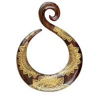 Cargar imagen en el visor de la galería, Ohrgewicht Ohr Dehner Holz gold bemalt Mandala Creole - chic-net.de
