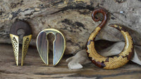 Cargar imagen en el visor de la galería, Ohrgewicht Ohr Dehner Holz gold bemalt Mandala Creole - chic-net.de
