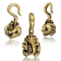 Cargar imagen en el visor de la galería, Ohrgewicht Piercing Ganesha Messing gold 4mm 41,5g - chic-net.de
