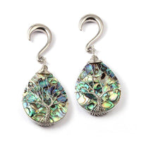 Load image into Gallery viewer, Ohrgewicht Piercing Hook Edelstahl Paua silber Baum - chic-net.de
