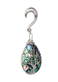 Load image into Gallery viewer, Ohrgewicht Piercing Hook Edelstahl Paua silber Baum - chic-net.de
