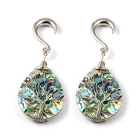 Load image into Gallery viewer, Ohrgewicht Piercing Hook Edelstahl Paua silber Baum - chic-net.de
