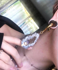 Cargar imagen en el visor de la galería, Ohrgewicht Piercing Hook Edelstahl Stein gold lila - chic-net.de
