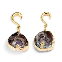 Cargar imagen en el visor de la galería, Ohrgewicht Piercing Hook Edelstahl Stein gold lila - chic-net.de
