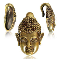 Cargar imagen en el visor de la galería, Ohrgewichte Piercing Buddhakopf Buddha Brass antik golden 28 g - chic-net.de
