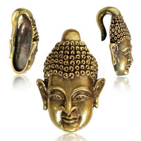 Cargar imagen en el visor de la galería, Ohrgewichte Piercing Buddhakopf Buddha Brass antik golden 28 g - chic-net.de

