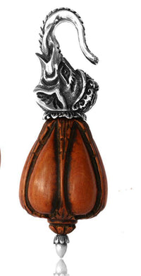 Load image into Gallery viewer, Ohrgewichte Piercing Elefant Sawoholz Brass silbern antik Tropfen 55 g - chic-net.de
