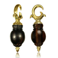 Cargar imagen en el visor de la galería, Ohrgewichte Piercing Narraholz Brass golden Haken Kugel Spitze 36 g - chic-net.de
