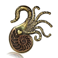 Cargar imagen en el visor de la galería, Ohrgewichte Piercing Oktopus Brass antik golden Kupfer rotgolden Nautilus 32 g - chic-net.de
