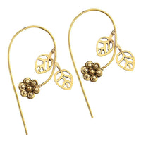 Load image into Gallery viewer, Ohrhänger Blume zwei Blättchen Messing antik golden Ohrhaken Ohrringe - chic-net.de
