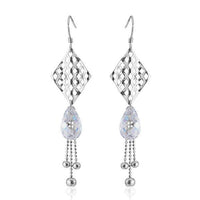 Load image into Gallery viewer, Ohrhänger Ohrringe 925er Sterling Silber nickelfrei Damen Zirkonia Raute weiß Kugeln - chic-net.de
