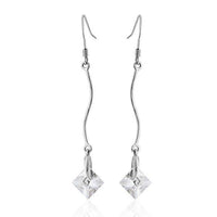 Load image into Gallery viewer, Ohrhänger Ohrringe 925er Sterling Silber nickelfrei Damen Zirkonia weiß eckig - chic-net.de
