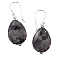 Load image into Gallery viewer, Ohrhänger Stein Howlith grau Tropfen gemasert 925er Sterling Silber - chic-net.de
