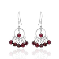 Load image into Gallery viewer, Ohrhänger Stein Perle dunkelrot 925er Sterling Silber Katzenauge Ring Creolen - chic-net.de
