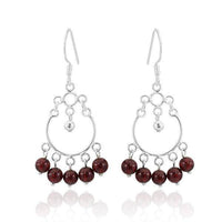 Load image into Gallery viewer, Ohrhänger Stein Perle dunkelrot 925er Sterling Silber Katzenauge Ring Creolen Kugel - chic-net.de
