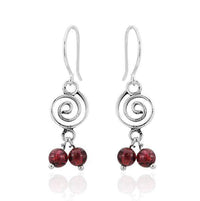 Load image into Gallery viewer, Ohrhänger Stein Perle dunkelrot 925er Sterling Silber Katzenauge Spirale - chic-net.de
